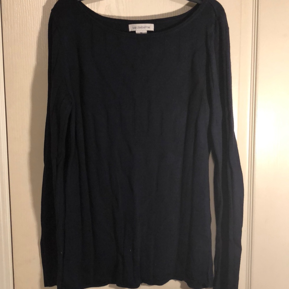 Liz Claiborne Chevron Navy and Black Sweater